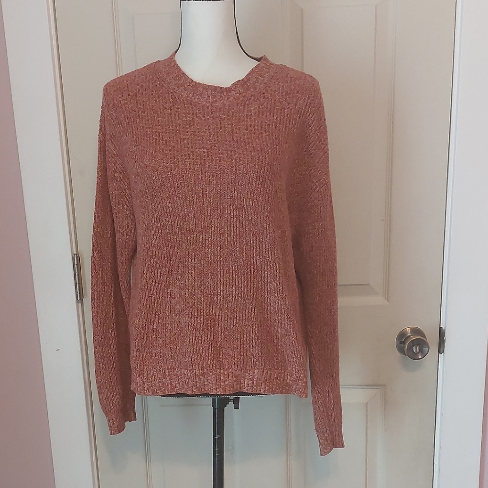 American Eagle Autumn Fall Chestnut Ribbed Knit Crewneck Sweater Size S - Picture 1 of 10
